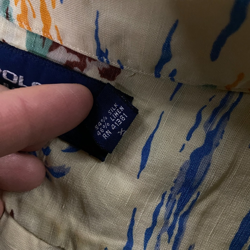 Polo Sport Ralph Lauren Shirt Mens 2XL Hawaiian Linen Silk Camp Loop Collar Surf - Picture 5 of 10